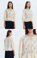 Cream Embroidered Karila