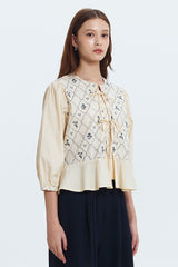 Cream Embroidered Karila