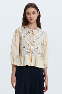 Cream Embroidered Karila