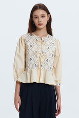 Cream Embroidered Karila