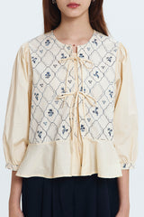 Cream Embroidered Karila