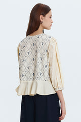 Cream Embroidered Karila