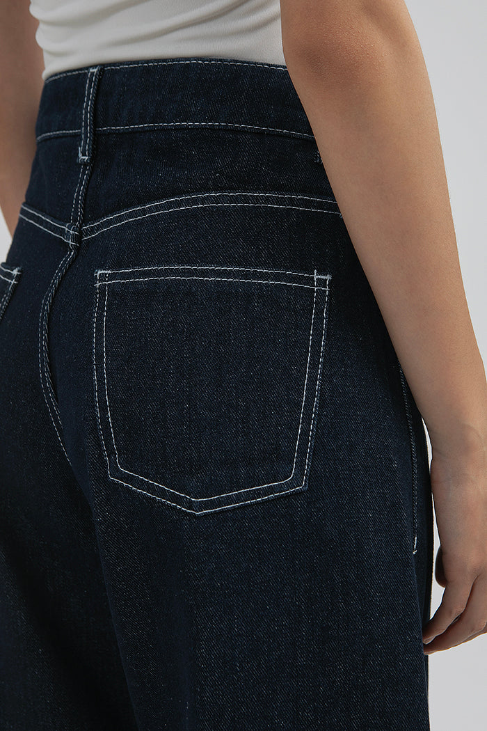 AAKE】WASHED SHIRRING BLUE DENIM