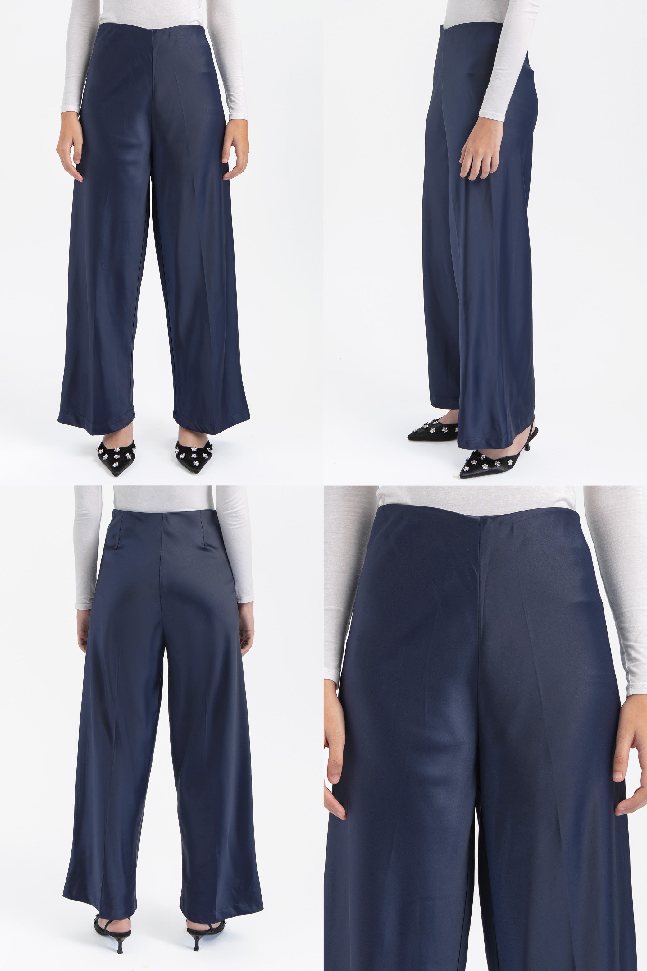 Navy Satin Pama