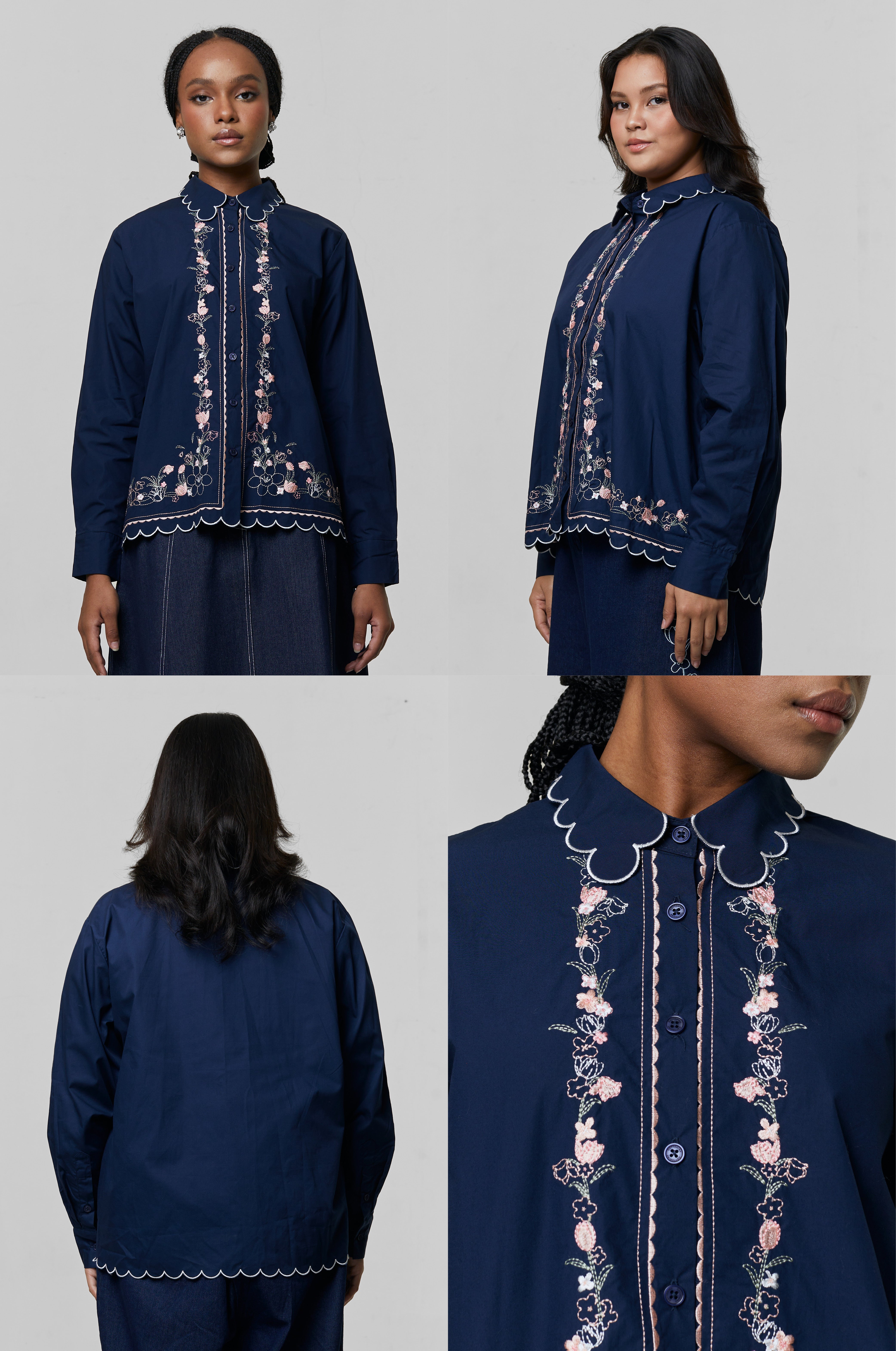 Navy Embroidery Fiosa