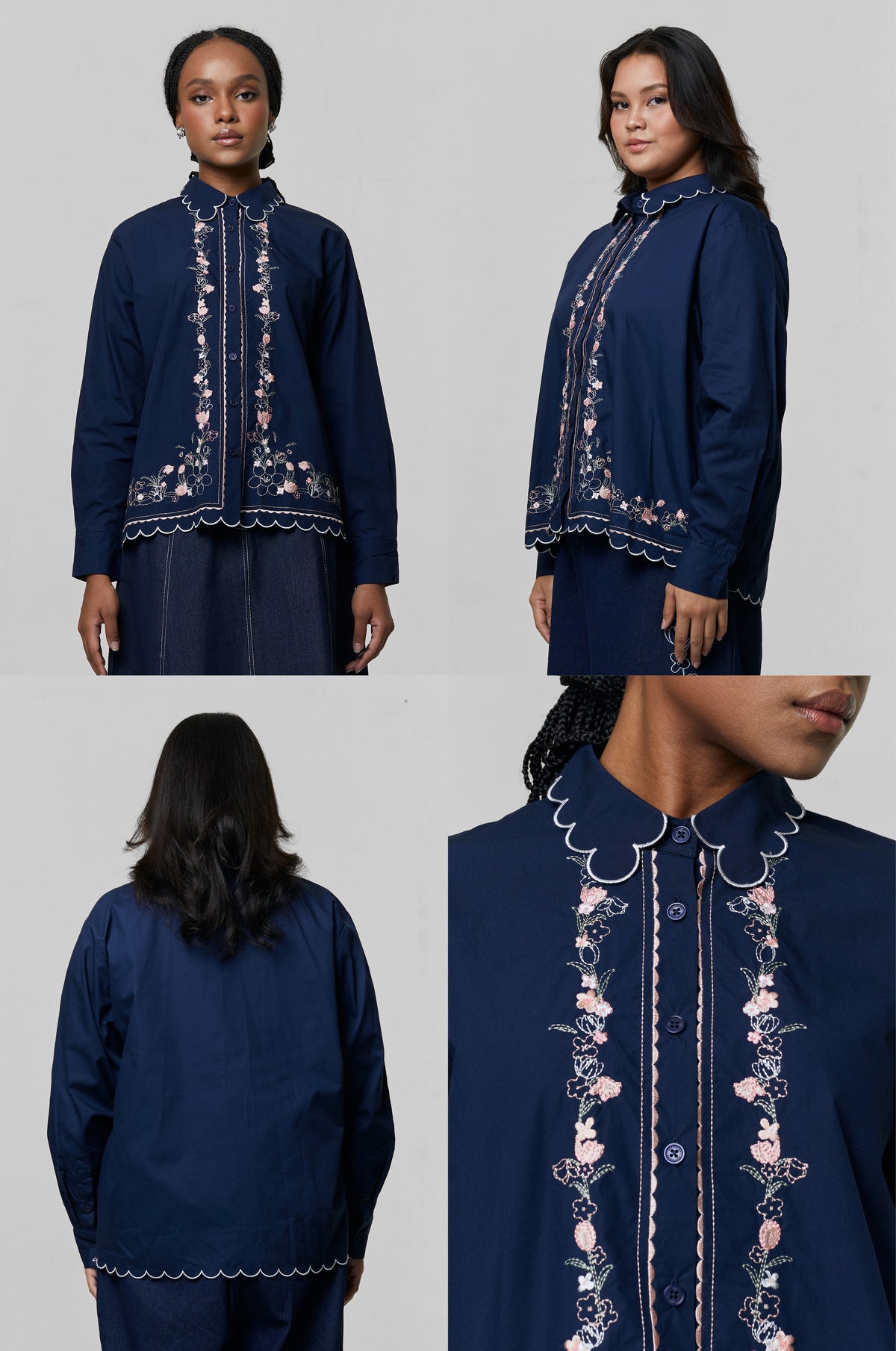 Navy Embroidery Fiosa