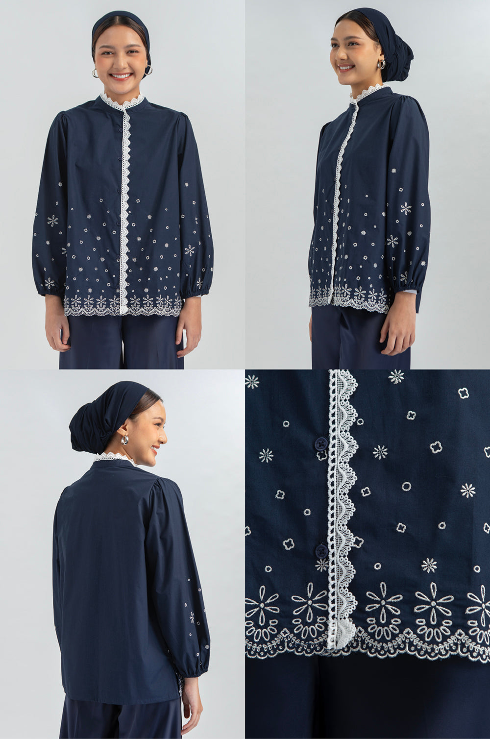 Navy Embroidery Nadra