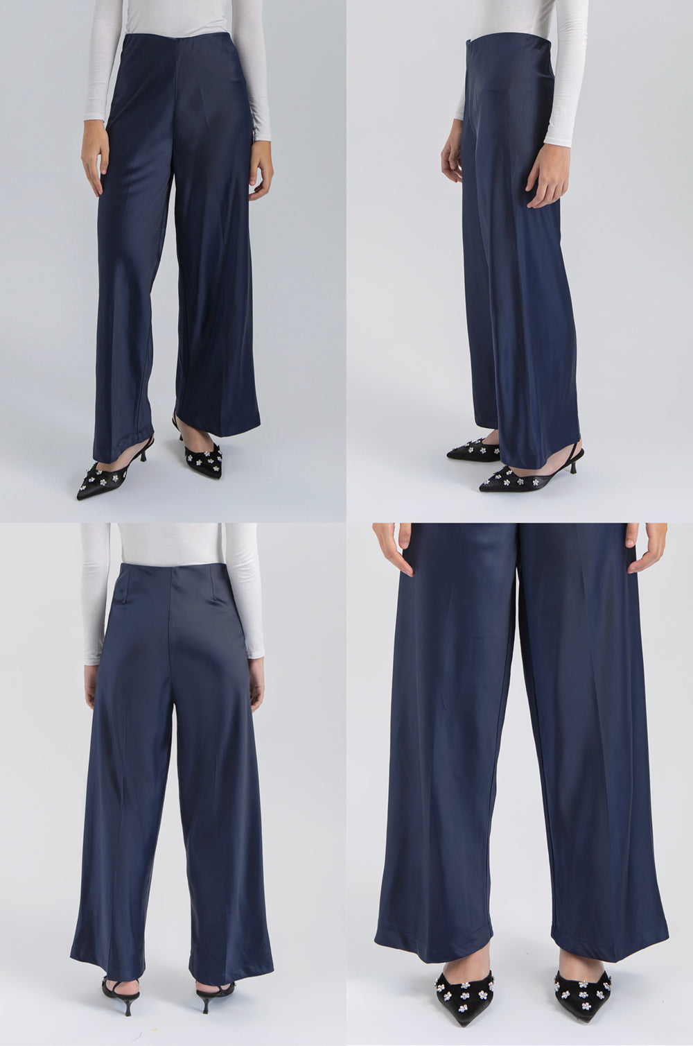 Navy Satin Pama