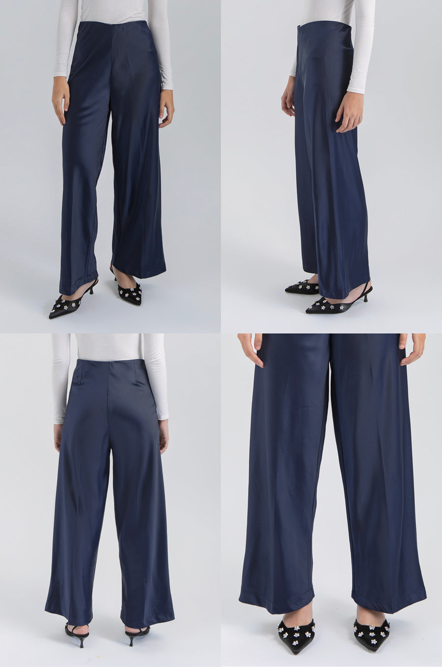 Navy Satin Pama
