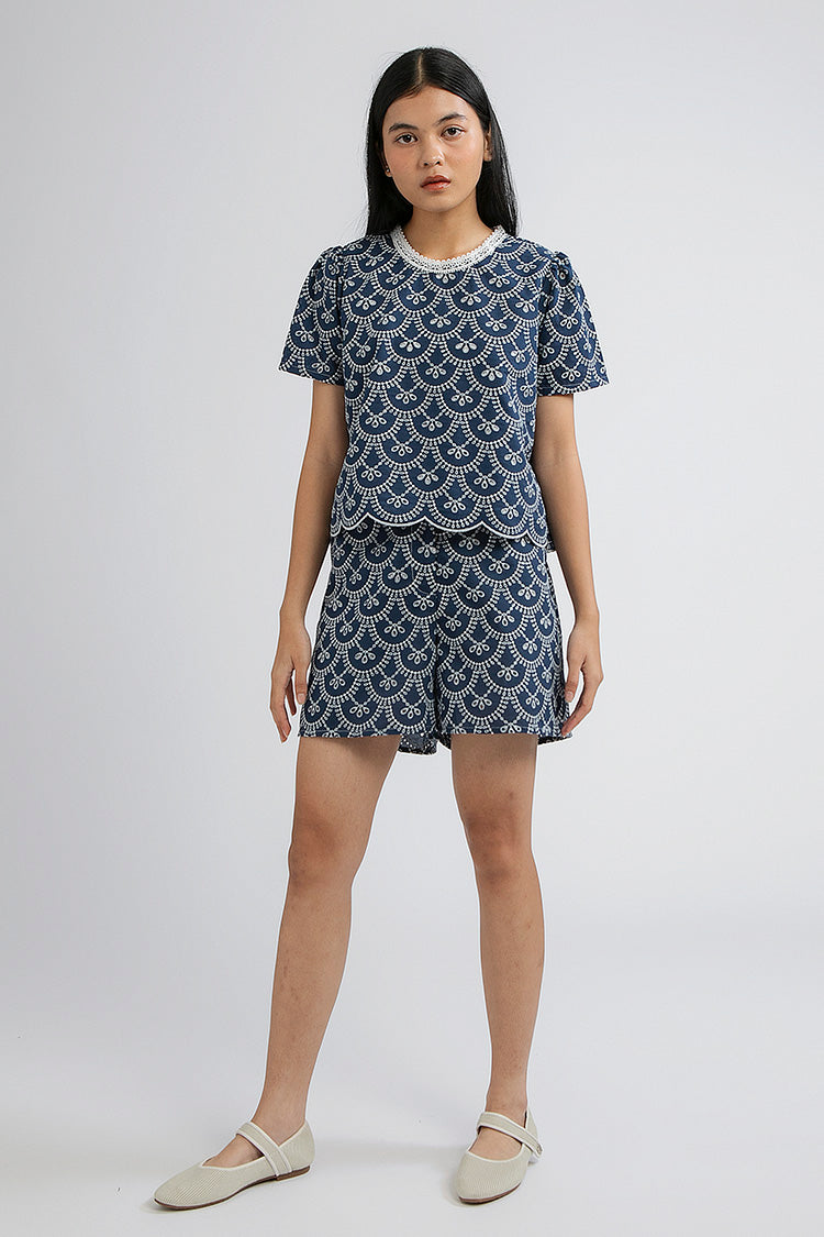 Indigo Scalloped Trani A - Defect Sale