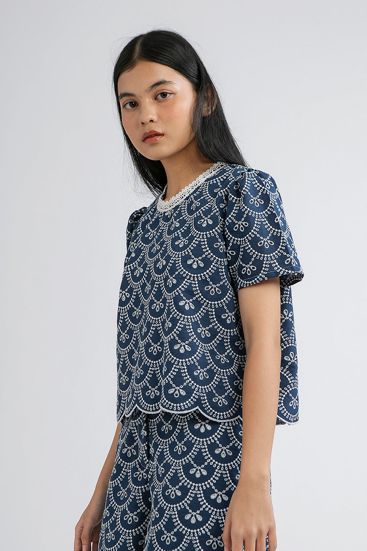 Indigo Scalloped Trani A - Defect Sale