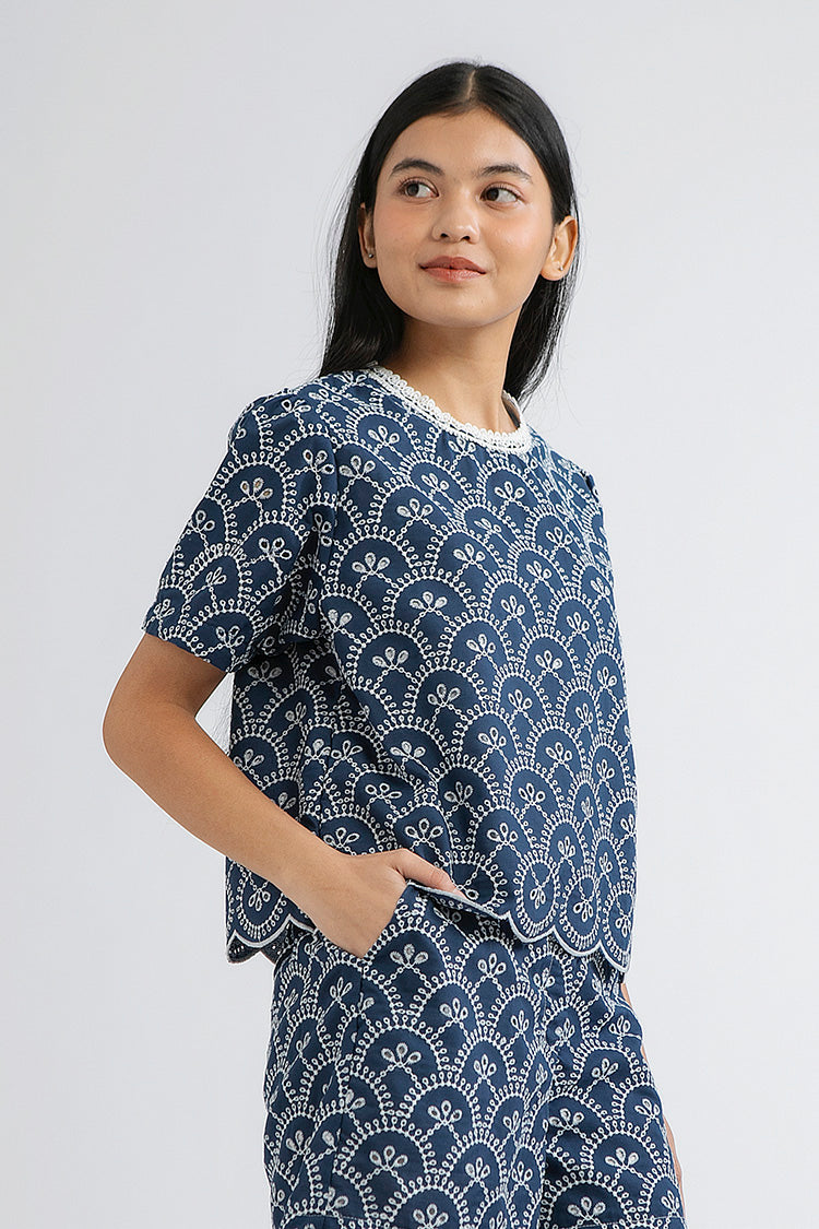 Indigo Scalloped Trani B - Defect Sale