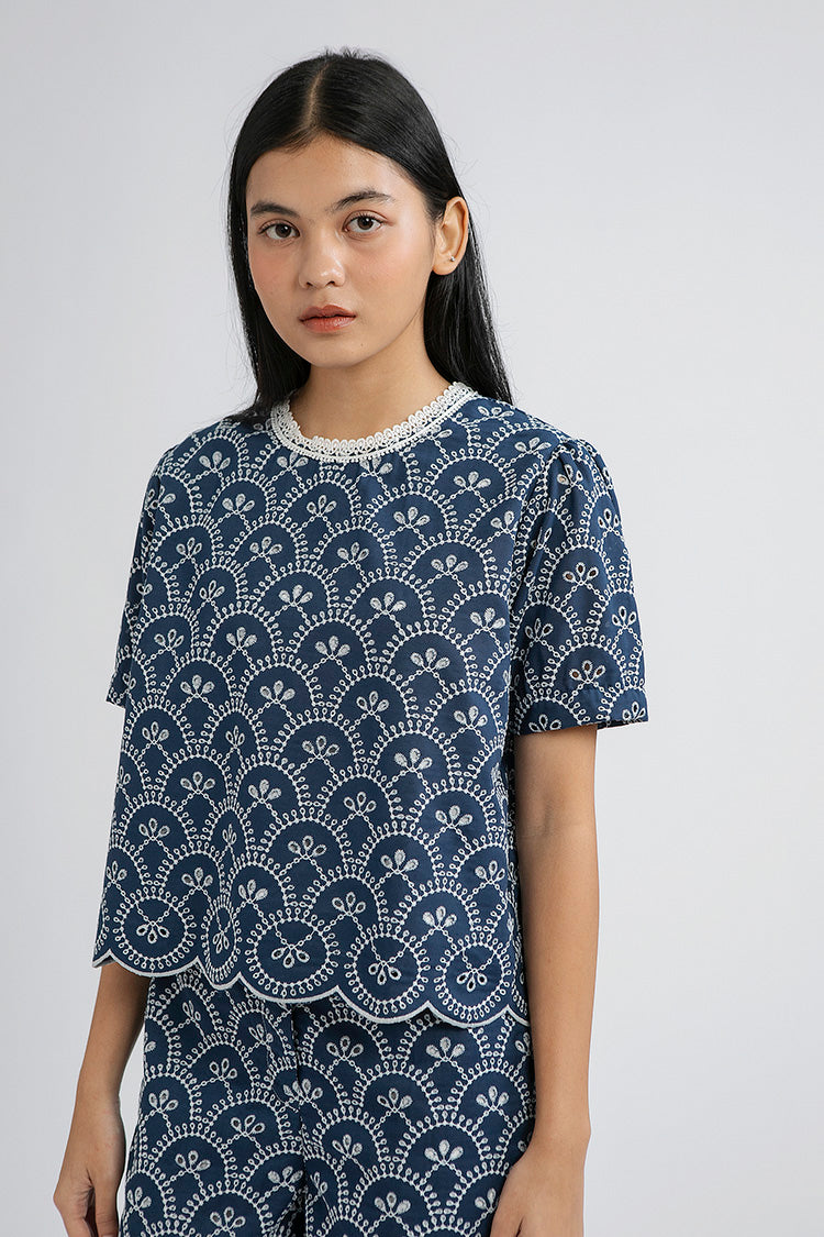 Indigo Scalloped Trani B - Defect Sale