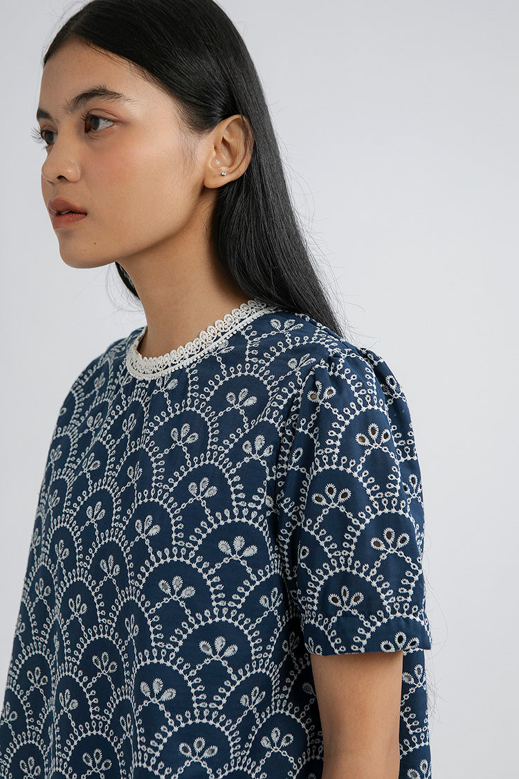 Indigo Scalloped Trani B - Defect Sale