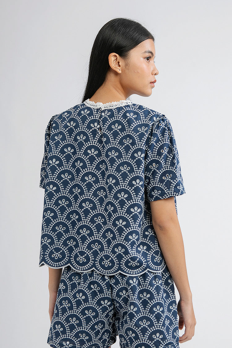 Indigo Scalloped Trani B - Defect Sale