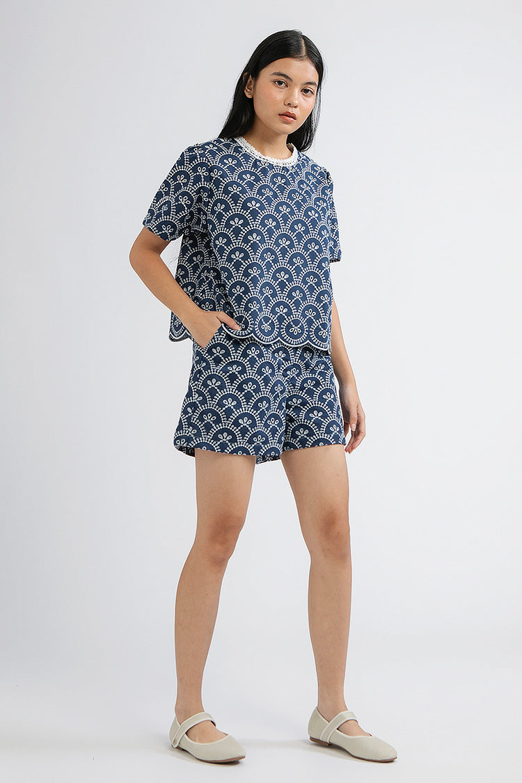 Indigo Scalloped Trani B - Defect Sale