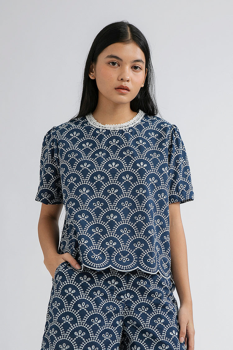 Indigo Scalloped Trani B - Defect Sale