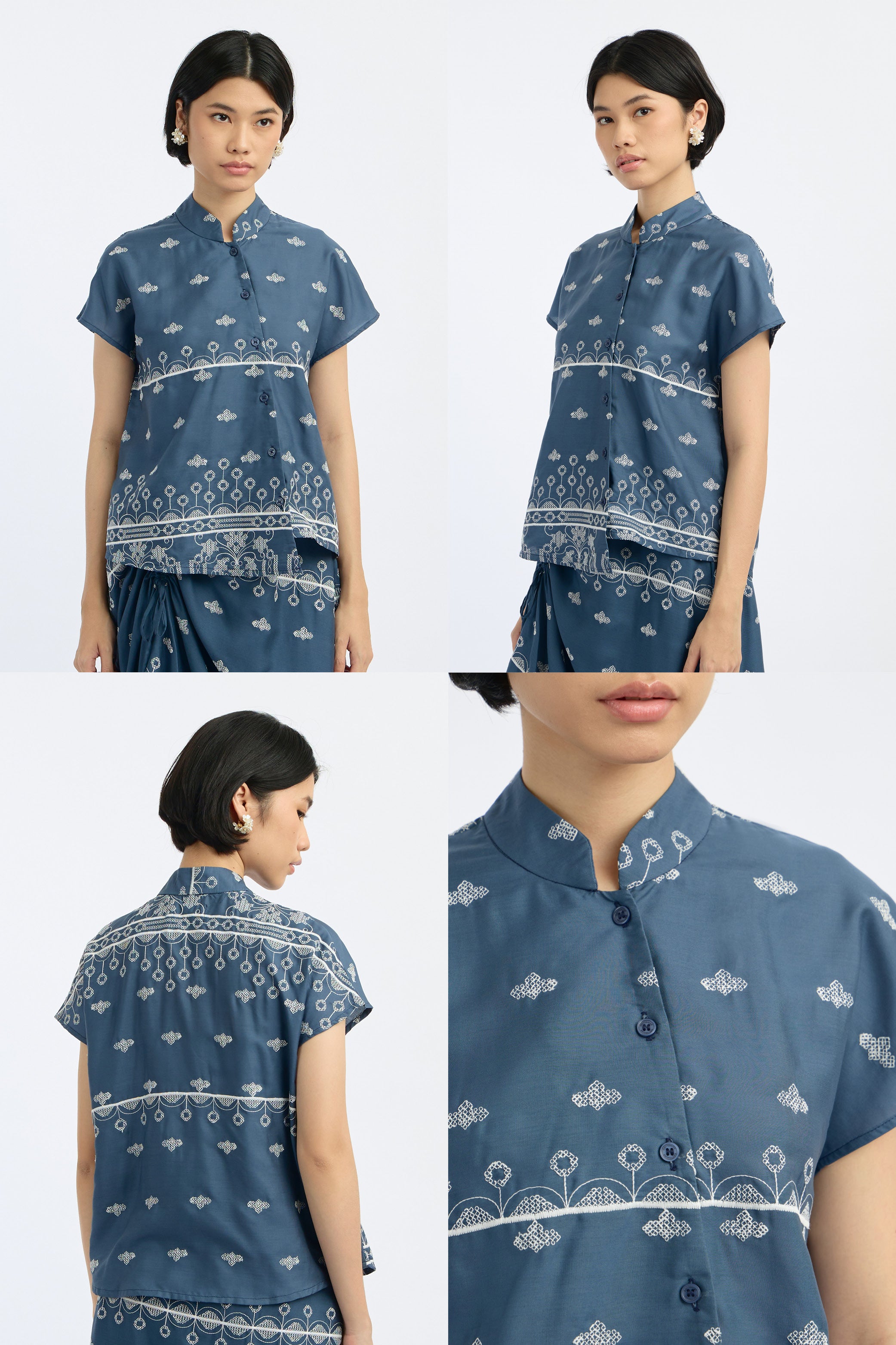 Kama Bordir Biru Laut