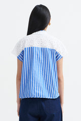 Kama Bordir Garis Biru