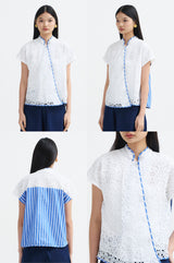 Kama Bordir Garis Biru
