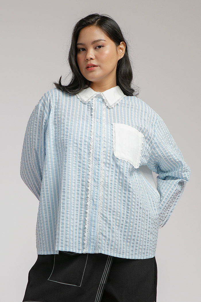 Light Blue Striped Amandine - Defect Sale