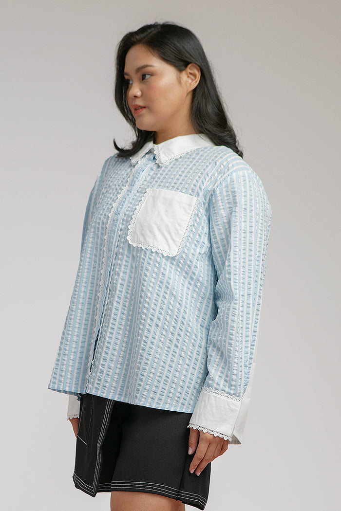 Light Blue Striped Amandine - Defect Sale