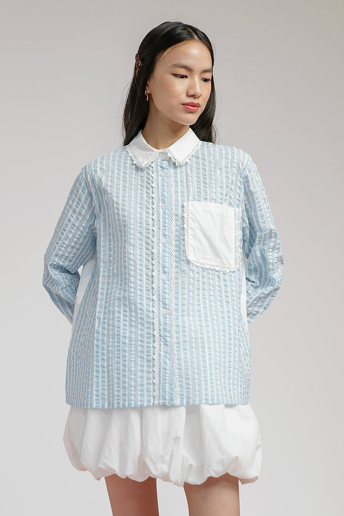 Light Blue Striped Amandine - Defect Sale