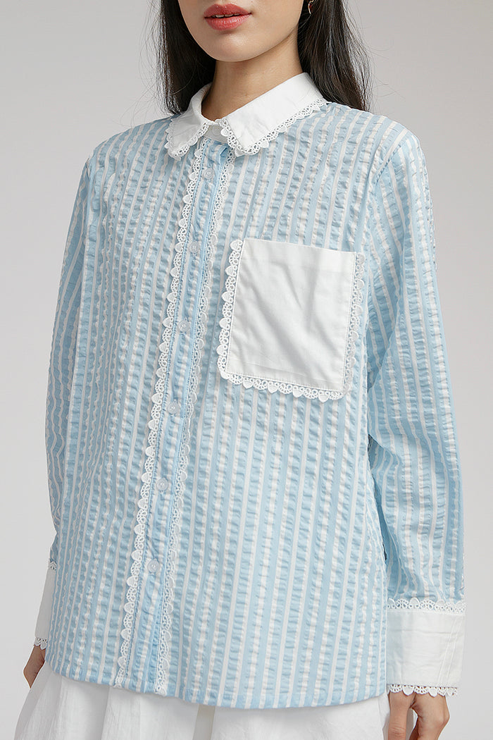 Light Blue Striped Amandine - Defect Sale