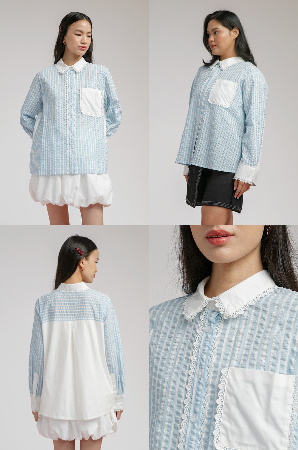 Light Blue Striped Amandine - Defect Sale