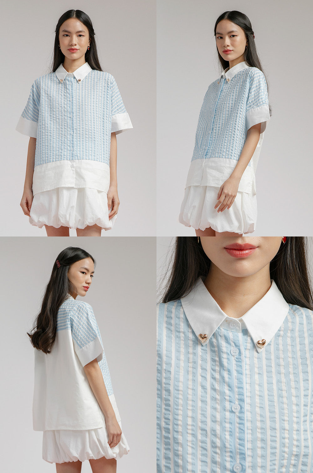Light Blue Striped Bineta - Defect Sale