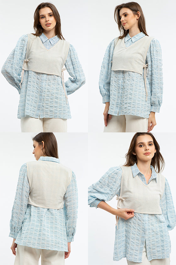 Defect Sale - Light Blue Gingham Mayumi