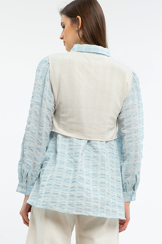 Defect Sale - Light Blue Gingham Mayumi