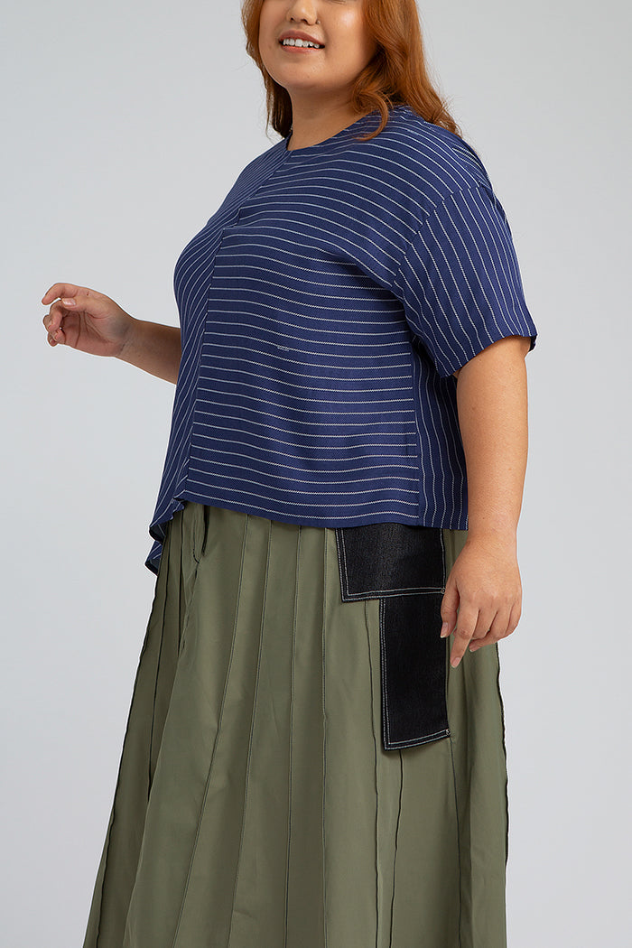 Navy Blue Striped Balint