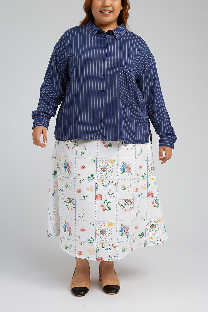 Navy Blue Striped Trucco - Defect Sale