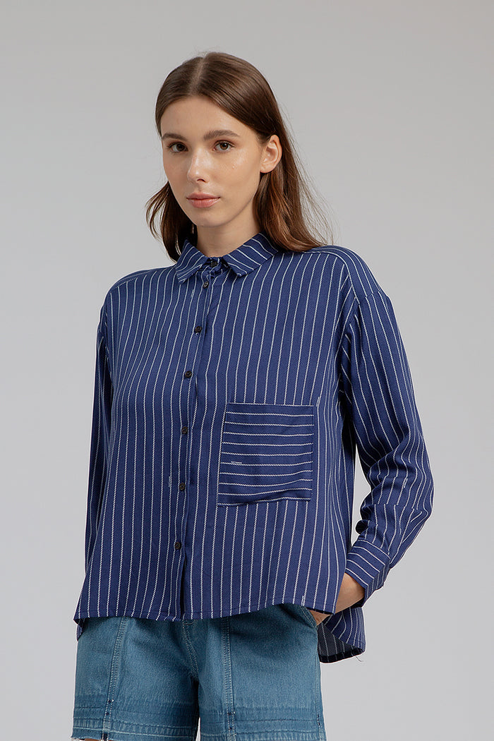 Navy Blue Striped Trucco - Defect Sale