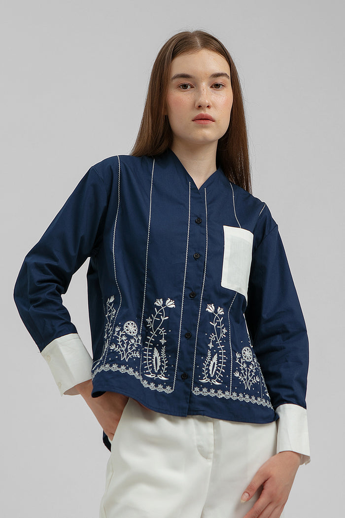 Navy Embroidered Gusta