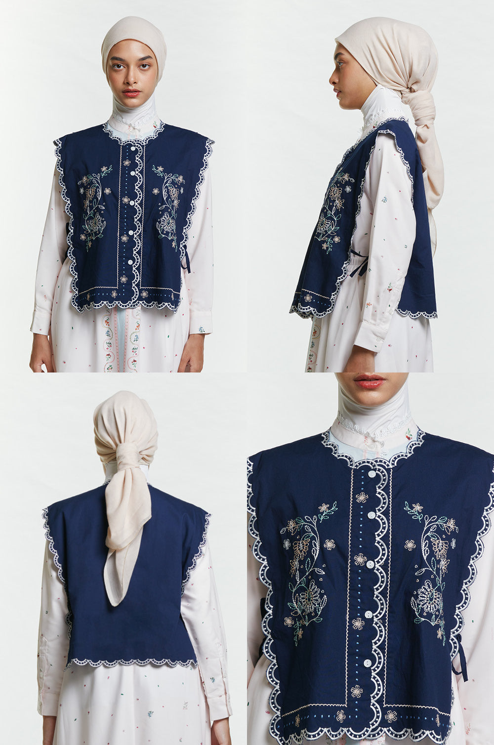 Navy Embroidery Sabya