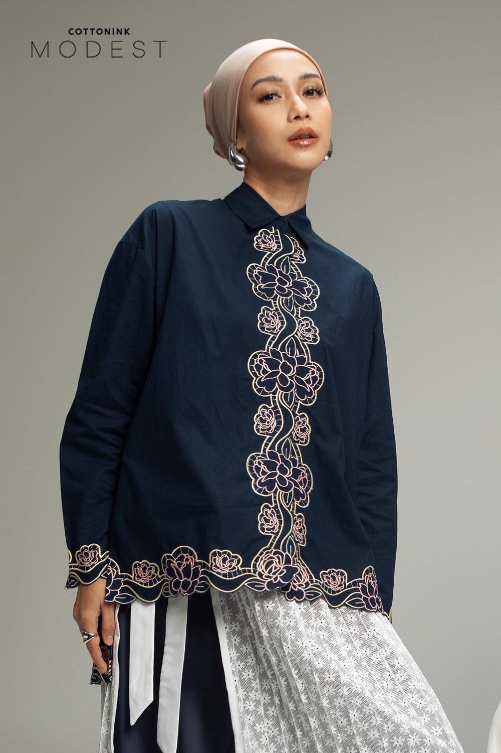 Navy Embroidery  Shazi