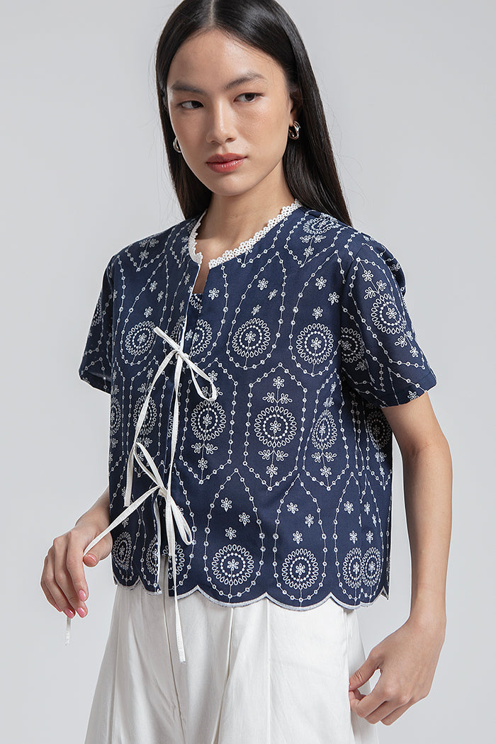 Navy Embroidered Dipa