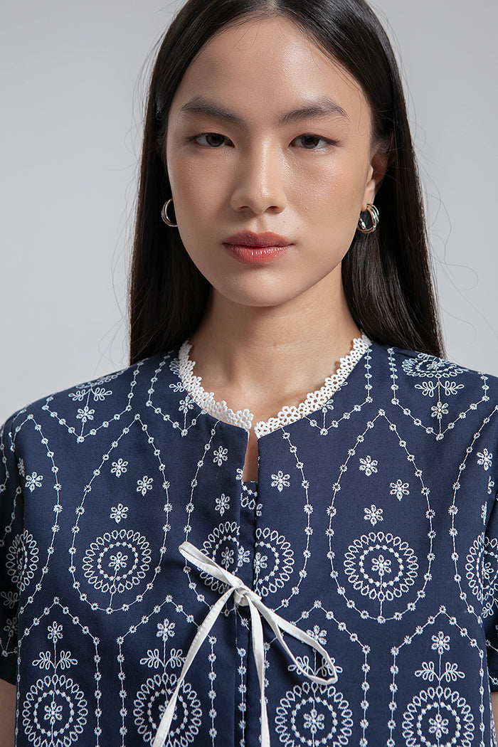 Navy Embroidered Dipa