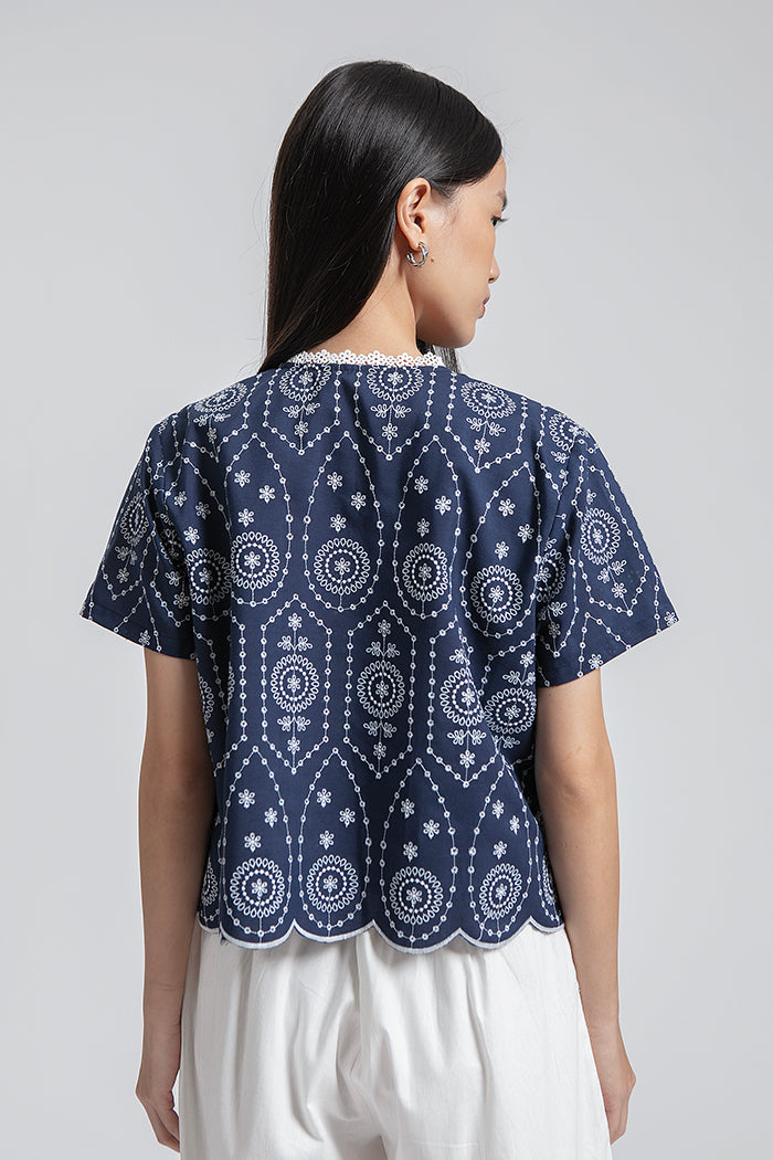 Navy Embroidered Dipa