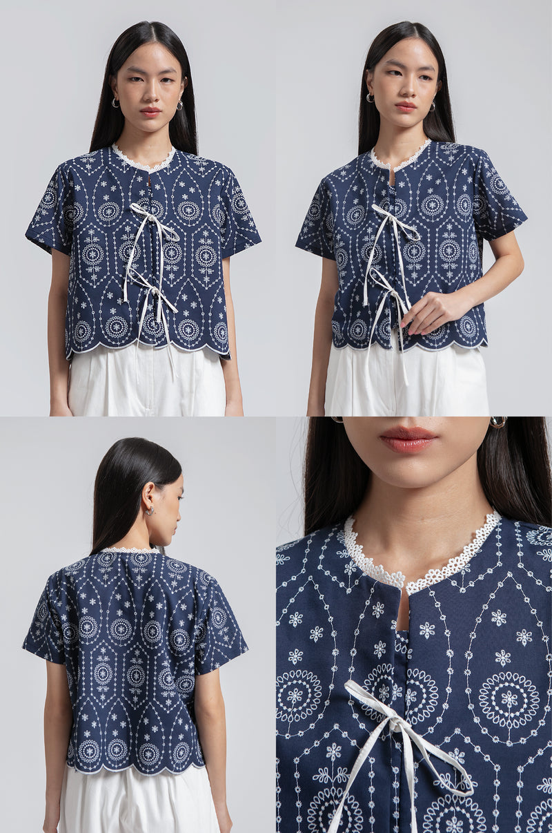 Navy Embroidered Dipa