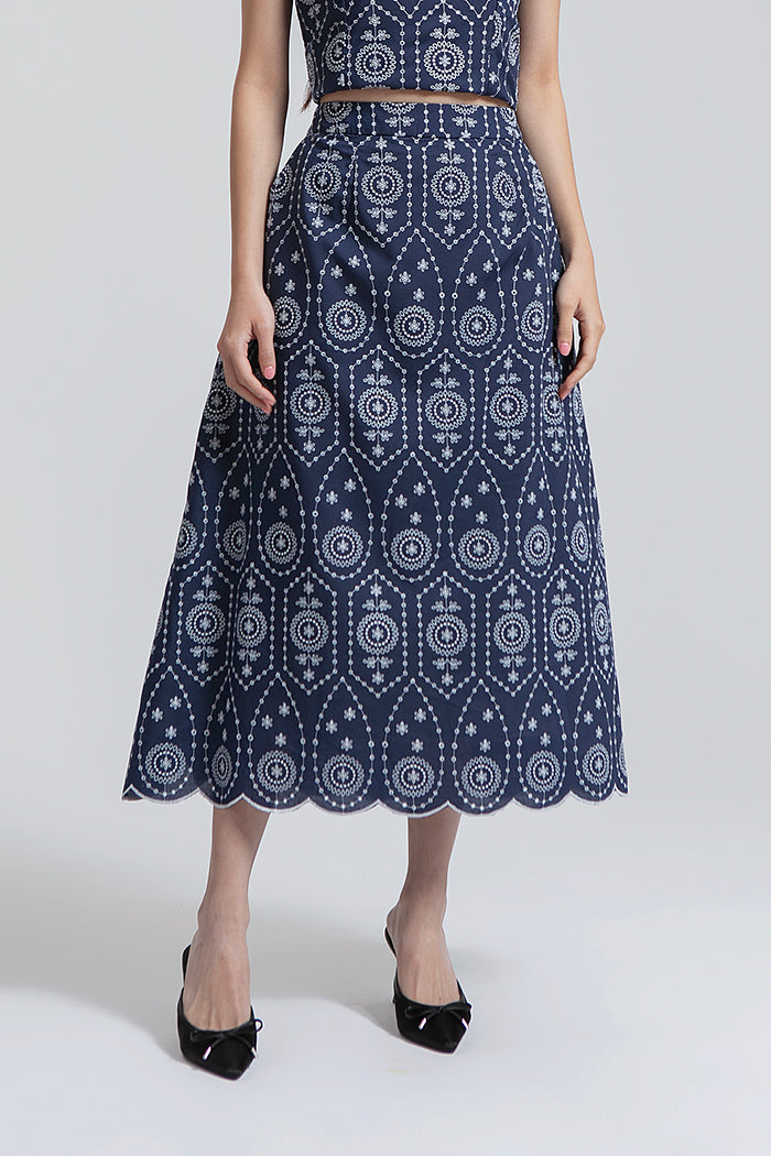 Navy Embroidered Doneli