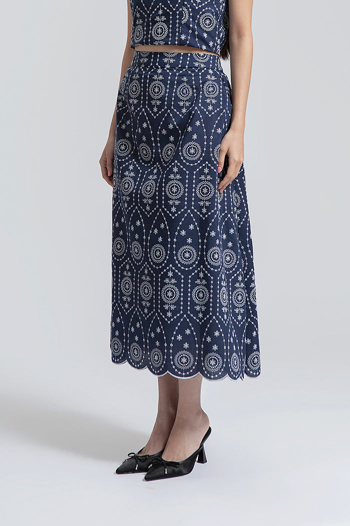 Navy Embroidered Doneli