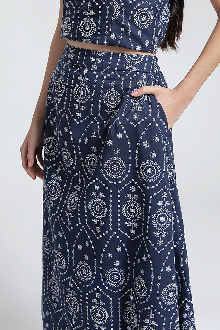 Navy Embroidered Doneli