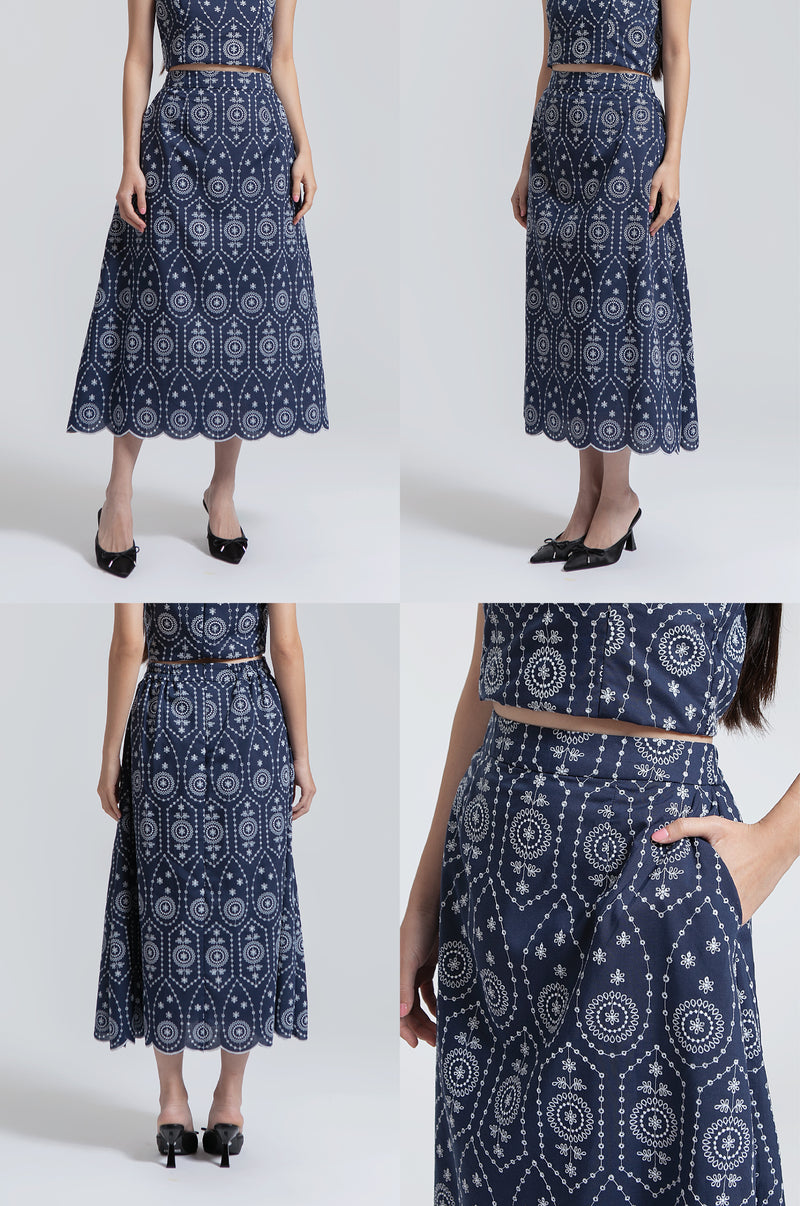 Navy Embroidered Doneli