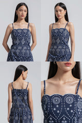 Navy Embroidered Tola