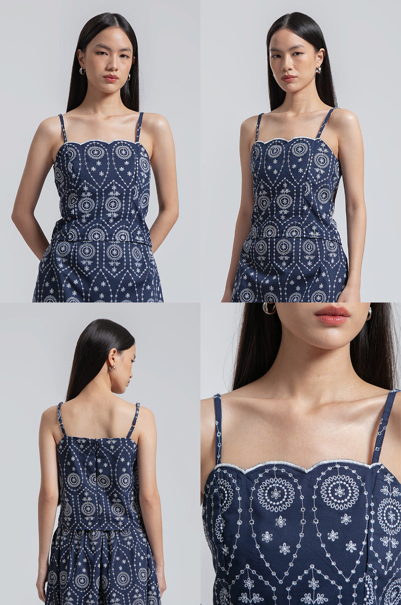 Navy Embroidered Tola