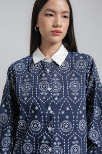 Navy Embroidered Veda