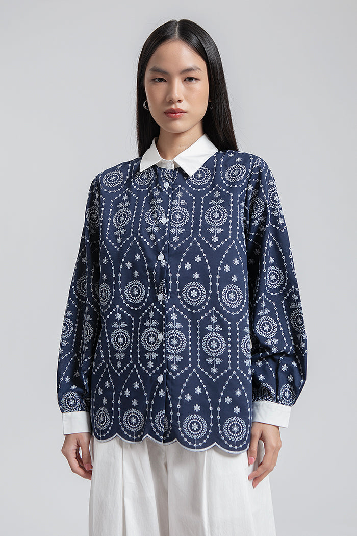 Navy Embroidered Veda